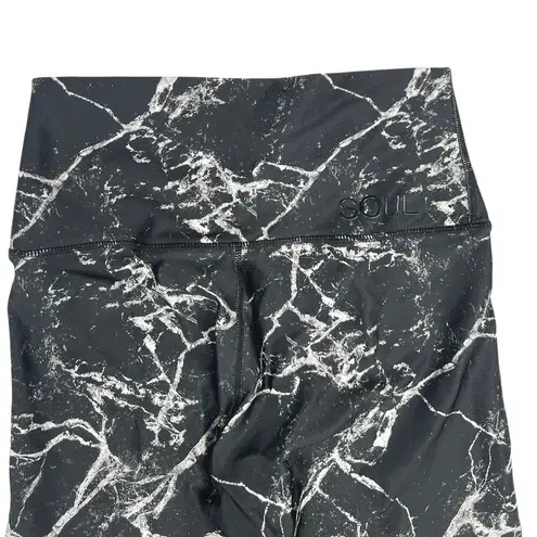 Soul Black Marble Tie Dye Print Yoga Athletic Sports Bra Leggings Pants Set Sz S