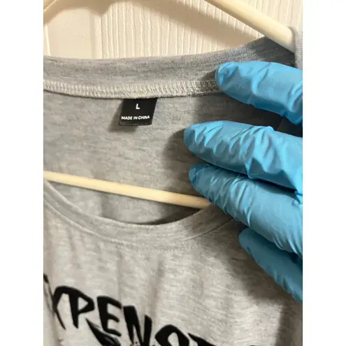 Expensive Difficult Talks Back T Shirt Trendy Graphic Women Shirt Women L Casual Gray Size L