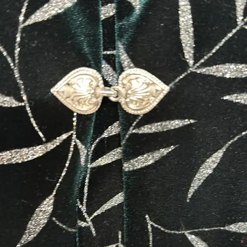 JBS Ltd Deep green Velvet Jacket Blazer Silver Metallic Womens Evening Sz 10