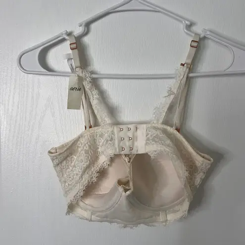 Aerie  Womens Push Up Plunge Bra White Lace Underwire Padded Size‎ 32D NWT - Image 4