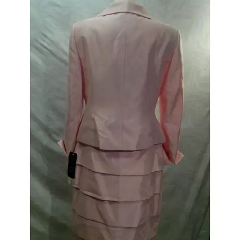 Kasper Women Career Skirt suit Size 10 Pink Satin Three Button Up Top