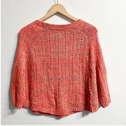 Moth Anthropologie Womens 3/4 Sleeves Swing Sweater Pockets Size Sm Neon Orange