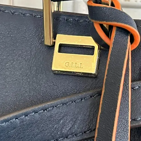 G.I.L.I Got it Love It Navy Blue Leather Large Bucket Handbag NWOT