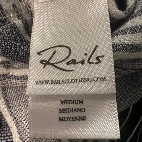 Rails Lily Athens Stripe Tie Front Shirt Women's Medium Blue White Casual Boho