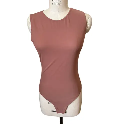 Parade Silky Mesh Luxe Sleeveless Bodysuit in Brown Size Large