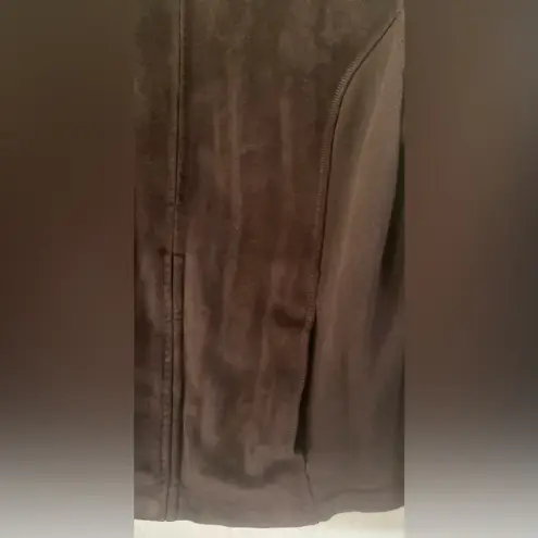 Lauren Ralph Lauren Womens Faux Suede Jacket Size Large Full Zip Equestrian Brown