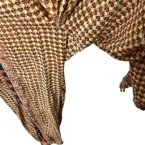 Doen Goa Jumpsuit Women’s Size Medium Clay Block Print Cotton 70s Boho Missing B Orange