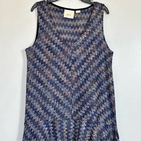 Maeve  byAnthropologie - Westwater Knit Chevron Blue Dress Drop Waist- Size Small