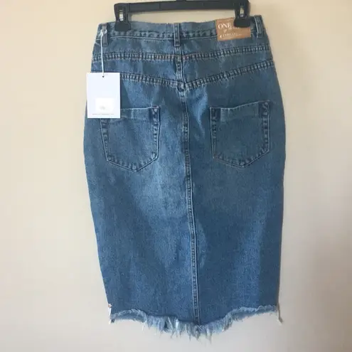 One Teaspoon  High Waist Distressed Denim Skirt