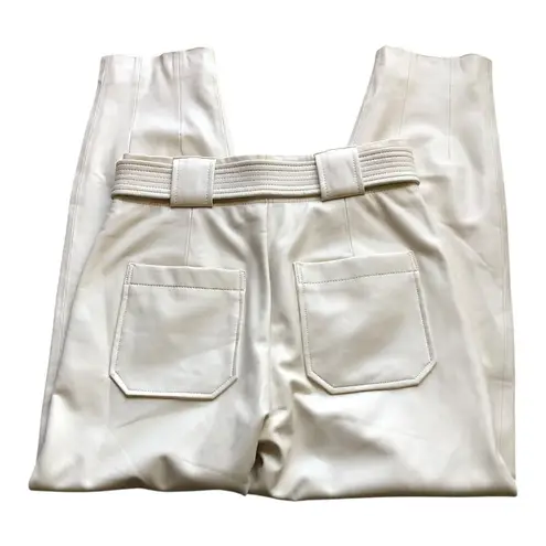 Veronica Beard Ecru Vegan Leather Atala Pants Tapered Leg Women's Size 2 NWT