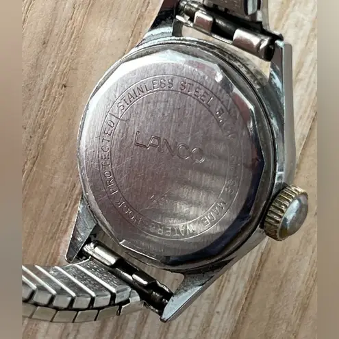 Lanco Rare Vintage Ladies Mechanical Winding Watch Stainless Bracelet Dial Hands