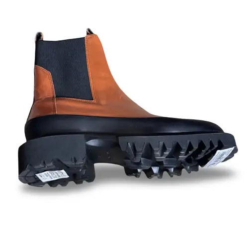 AllSaints Harlee Tan Brown Leather Lug Sole Chelsea Boots Size 8 Statement