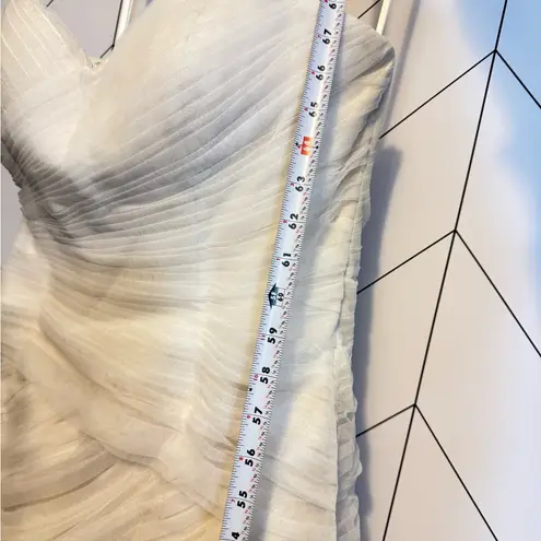 Casablanca Womens 12 Champagne Ivory Tulle Mermaid Ruffle Skirt Wedding Dress White