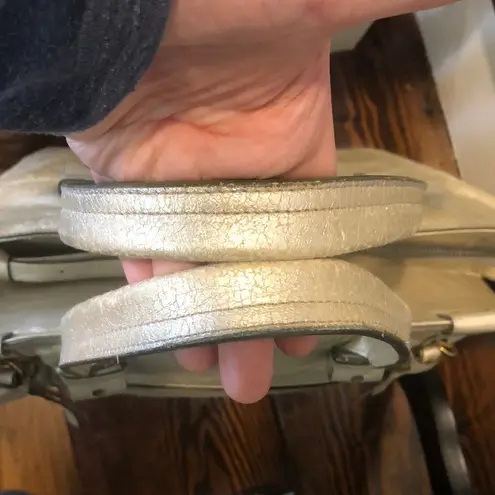 Chloé CHLOE Eclipse Logo Embellished Gold Distressed Tote Bag Exterior Zippers