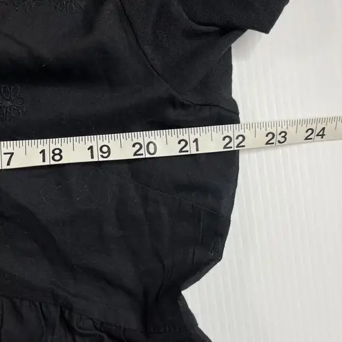 Odd Molly Black Dress Sz 4 Long Sleeve V Neck Eyelet embroidered