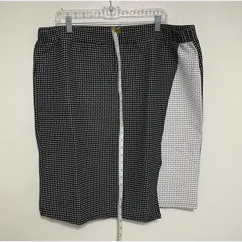 Jessica London Black and White Box Plaid Faux Wrap Skirt Size 18/20 NWT