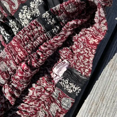 Vintage floral paisley fairy skirt Huntington Ridge size large whimsy Red