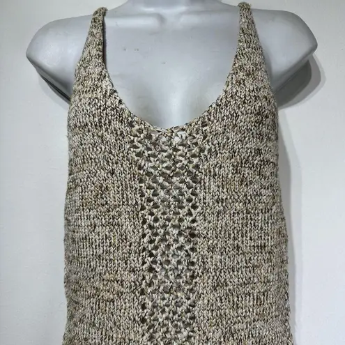 Torn By Ronny Kobo sleeveless open knit tan brown Penney Sweater tank Top Size S