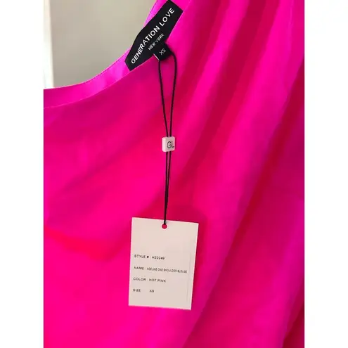 Generation Love NWT Hot Pink Adeline One Shoulder Silk Blouse size XS