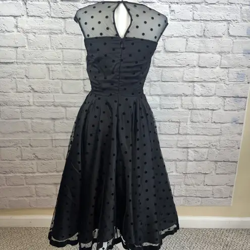 Collectif Vintage London NWT Women's Faye Polka Dot Swing Rockabilly Dress XS Black