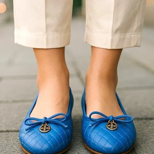 L K Bennett London Royal Blue Nappa Leather Sissy Ballet Flats 38 5 US 8 5 Size undefined