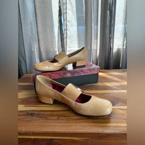Vintage 1960s 1970s Sro D’Miguel “Roxy” Mod Buckle Mary Janes Shoes Tan Size 7