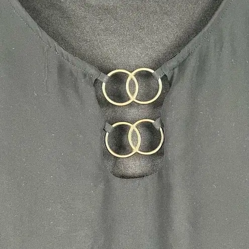 Est. 1946 Black Flowy Blouse Gold Ring Accents XL