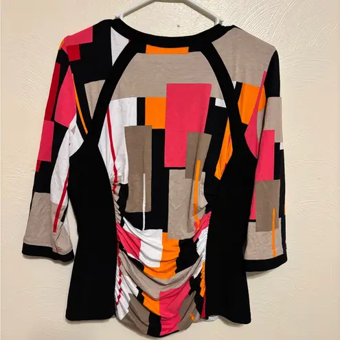 Joseph Ribkoff β¨ Abstract Zip-Front Ruched Top β Size 14