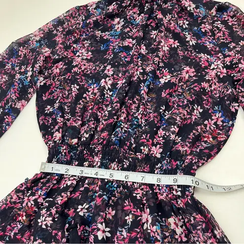 MISA Los Angeles Savanna Smocked Floral High-Neck Asymmetrical Dress SZ Medium