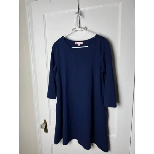 Jude Connally Navy Blue 3/4 Sleeve Short Structured Swing Dress Women's Large