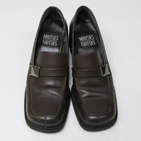 Mootsies Tootsies Vintage 90s Canteen Brown Leather Heeled Loafers