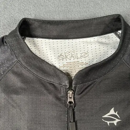 Loco Skailz Womens Medium Medium Long Sleeve Quick Dry 1/2 Zip Graphic Swim Top Black