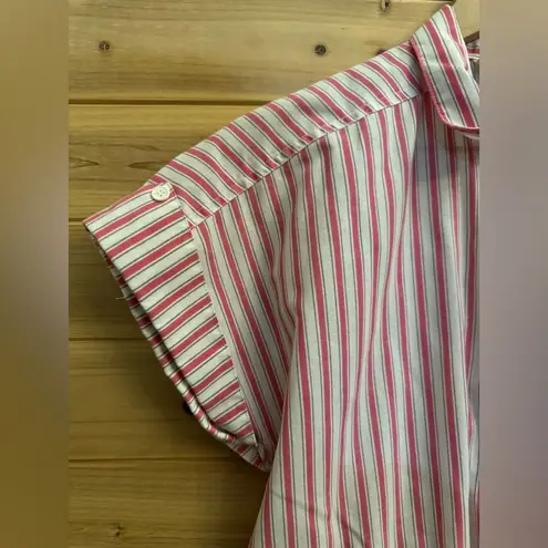 Vintage 60’s Alternating Current Size Medium Pinstripe Collared Romper Pink