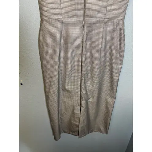 Roland Mouret Dalia Wool and Silk Midi Dress Black White Check Size 8