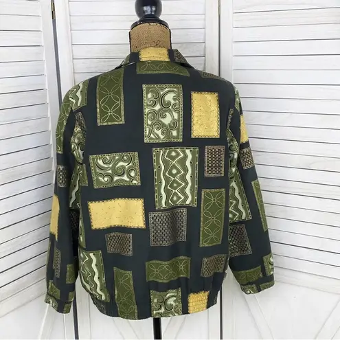 Drapers & Damons Petite Mosaic Tile Print Microfiber Bomber Jacket Black PM Black Size undefined