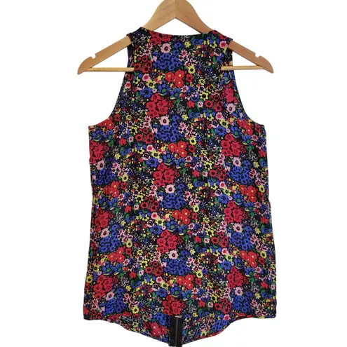 Eight Sixty Vintage Silk Ditzy Floral Top Zipper Summer Vacation Bloomcore Sz S