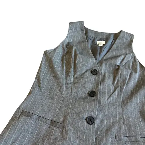 A New Day  Sleeveless Mini Dress Vest Grey White Pinstripe Size Medium Women's