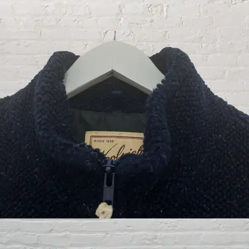 Woolrich Jacket L Vintage Sherpa Fleece Full Zip Navy Blue Cinched Waist