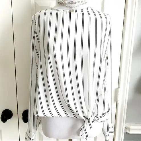 Socialite White Stripe Front Tie Blouse