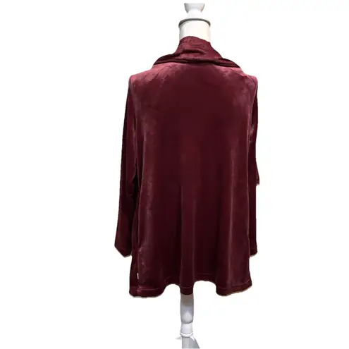 UGG Plush Velour Waterfall Cardigan Burgundy Open Front Cozy Lounge Jacket Small Red