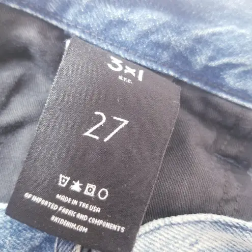 3x1 NYC Women size 27 ISLA High Rise Blue Jeans Frayed Hem Ankle Straight Leg - Image 10