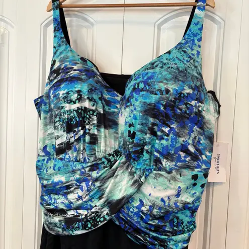 Swimsuits For All Blue Swimsuit Size 32