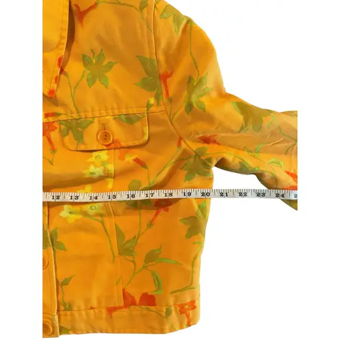 Carlisle Orange Yellow Floral Cropped Jacket Silk Cotton Blend Size 10
