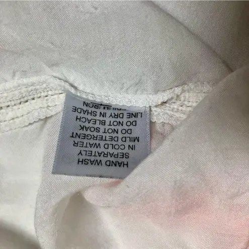 Melissa Odabash Embroidered Peasant Blouse Crop Top White Neon Coral Summery sz8