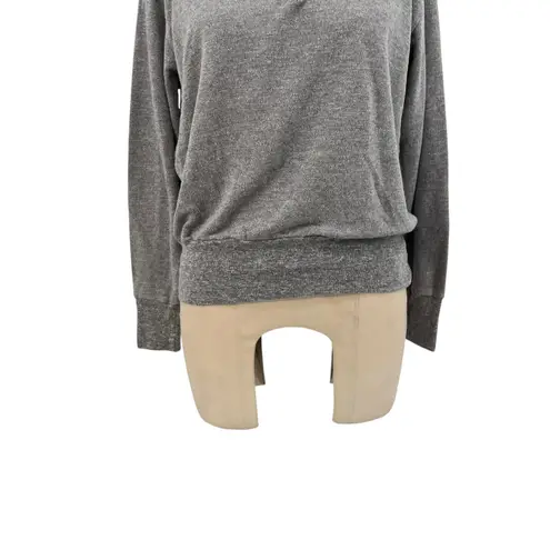 Monrow Soul Cycle Collab Embroidered Sweatshirt Top Henley Gray Size Small