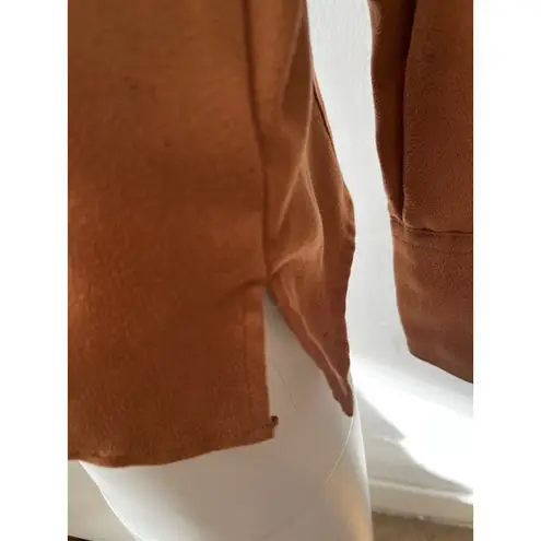 Emma James Liz Claiborne Faux Suede Brown Button-Up Western Shirt Size 14