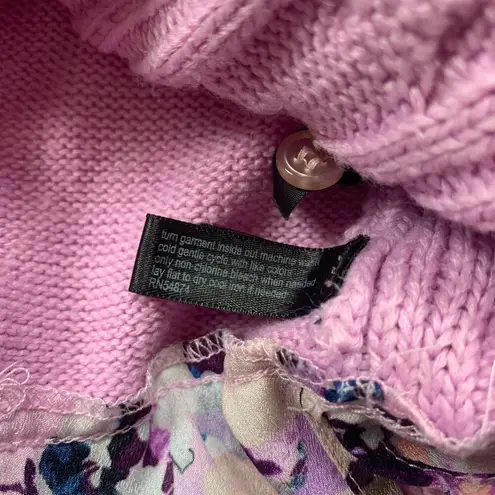 The Limited  Womens Medium Lilac Cable Knit Sweater With Floral Hem