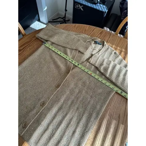 INC International Concepts Women's Sequined Long Button Up Cardigan Size L Tan Size L