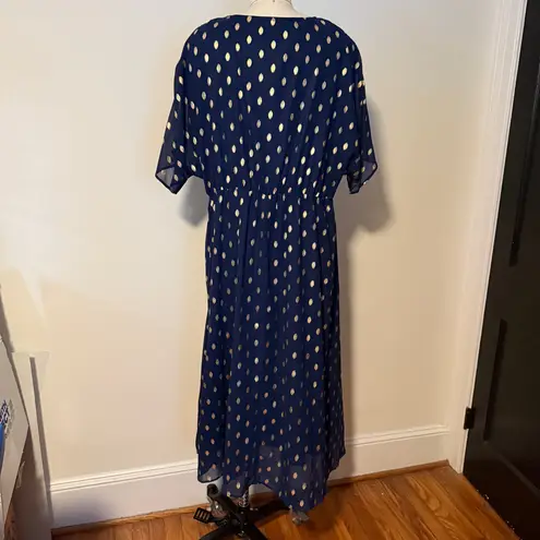 Bloomchic Navy Blue with Gold Dots Maxi Dress