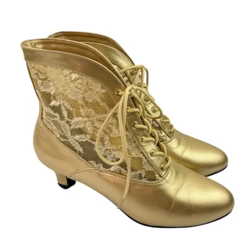 *Pleaser Funtasma Dame Boots Womens 9.5? Gold Lace Victorian Gilded Age Cosplay Size undefined